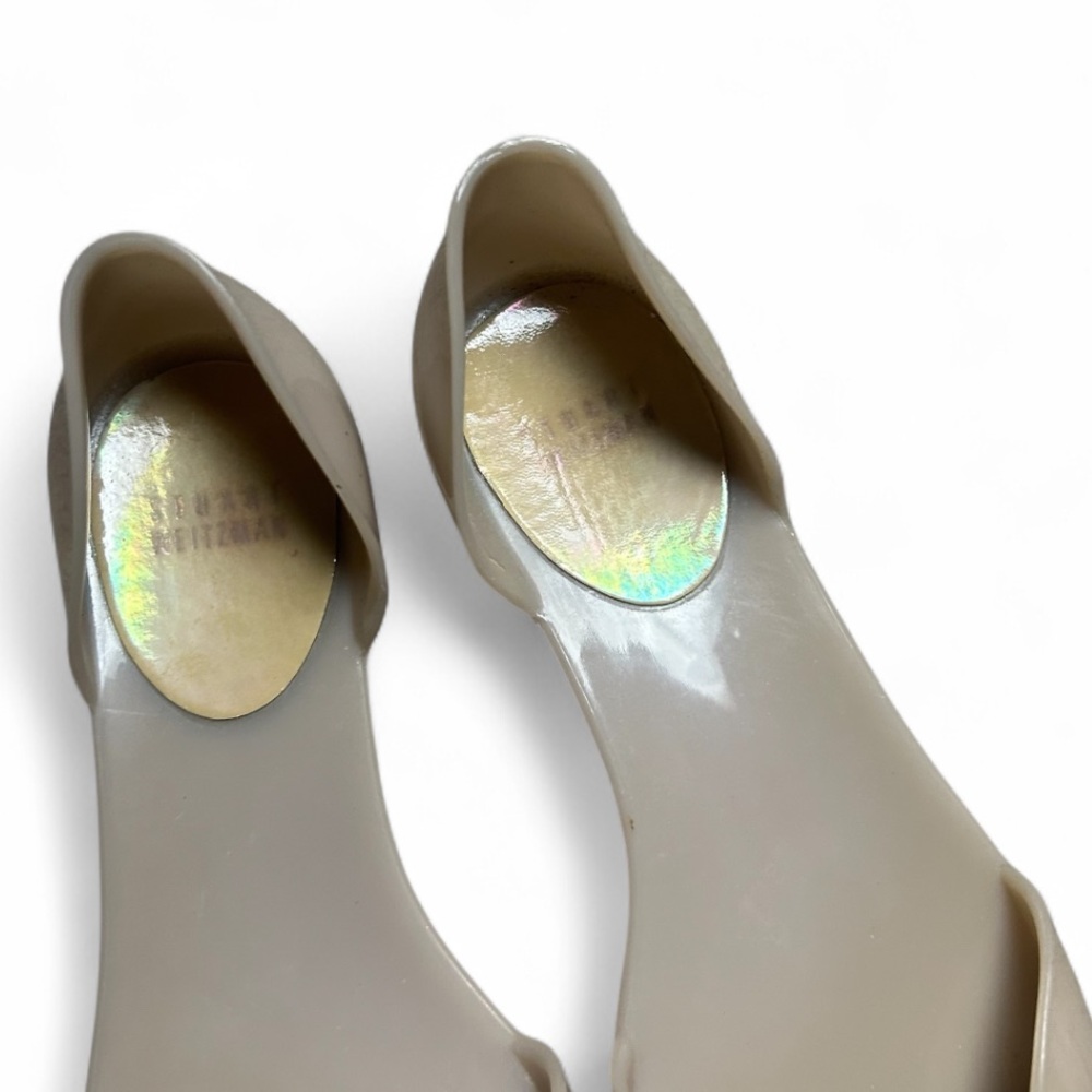 Stuart Weitzman Gemini Glitter Bow Jelly D'orsay Flats Size 37 US 6.5 Biege - Picture 5 of 7